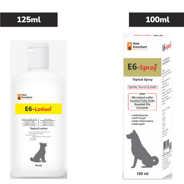 Neo Kumfurt E6 Lotion 125ml and  E6 Spray 100ml for Dogs Combo