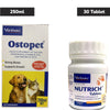 Virbac Ostopet Calcium Supplement Syrup 250ml and Nutrich Multi Vitamin Tablets (30 Tablets) for Dogs & Cats Combo Both-Pharmacy Exclusive Combo 250mL+30 Tablets