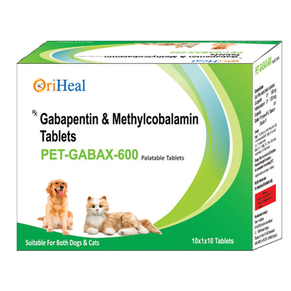Oriheal Pet Gabax 600mg Tablets (Gabapentin & Methylcobalamin) for Dogs and Cats