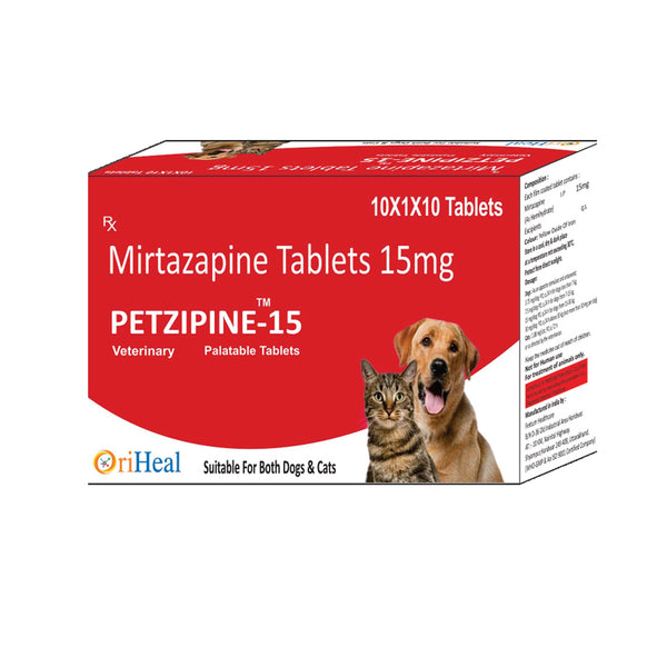 Oriheal Petzipine 15mg (Mirtazapine) Tablets for Dogs and Cats