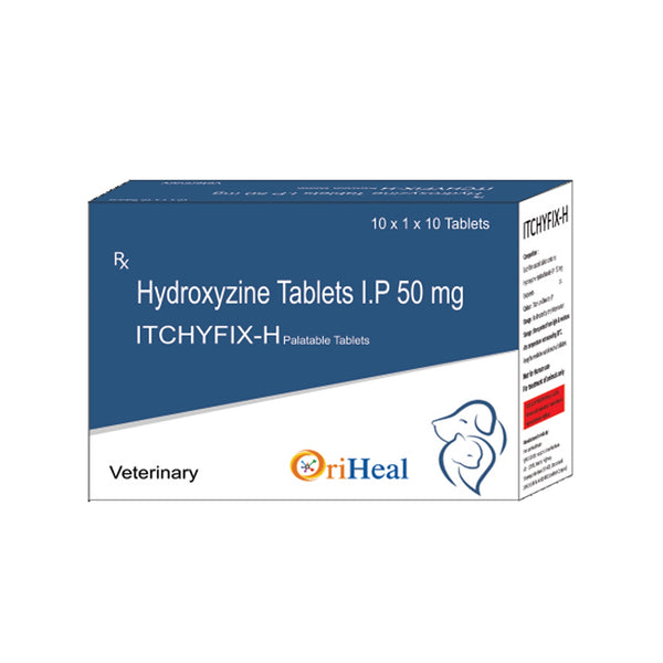 Oriheal Itchyfix H 50mg Tablets (Hydroxyzine) for Dogs and Cats