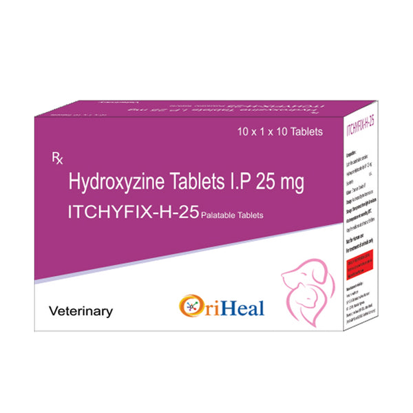 Oriheal Itchyfix H 25mg Tablets (Hydroxyzine) for Dogs and Cats
