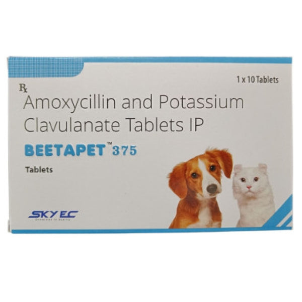 Skyec Beetapet Tablet 375mg (Amoxycillin & Potassium Clavulanate) for Dogs and Cats