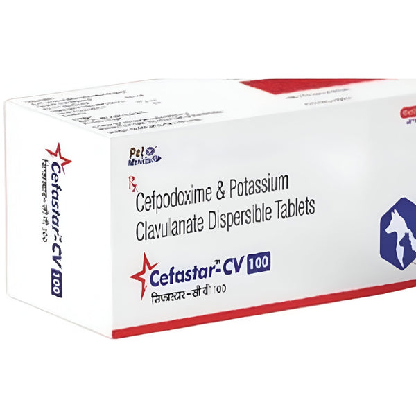 Mankind Cefastar CV 100mg Tablet (Cefpodoxime & Clavulanic) for Dogs and Cats