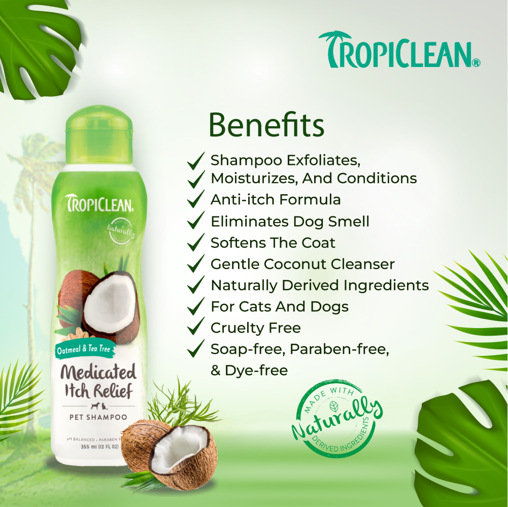 Tropiclean Medicated Oatmeal & Tea Tree Shampoo for Dogs