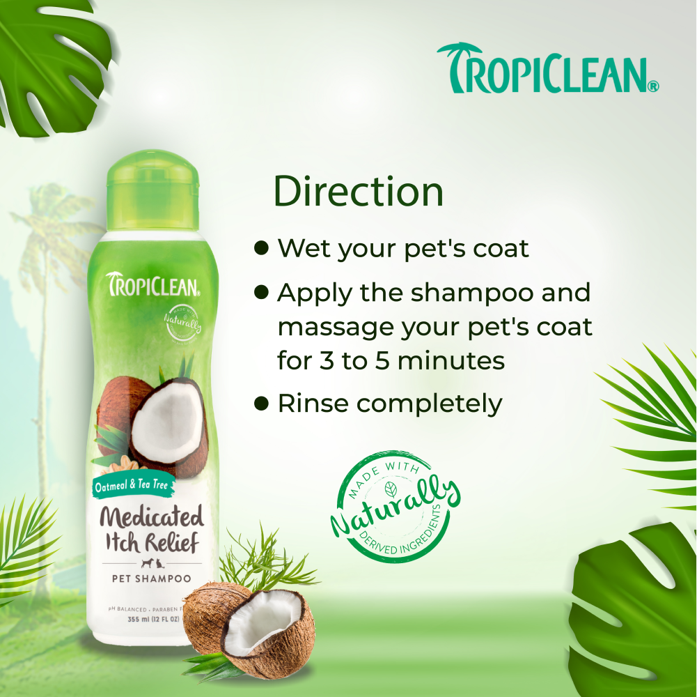 Tropiclean Medicated Oatmeal & Tea Tree Shampoo for Dogs