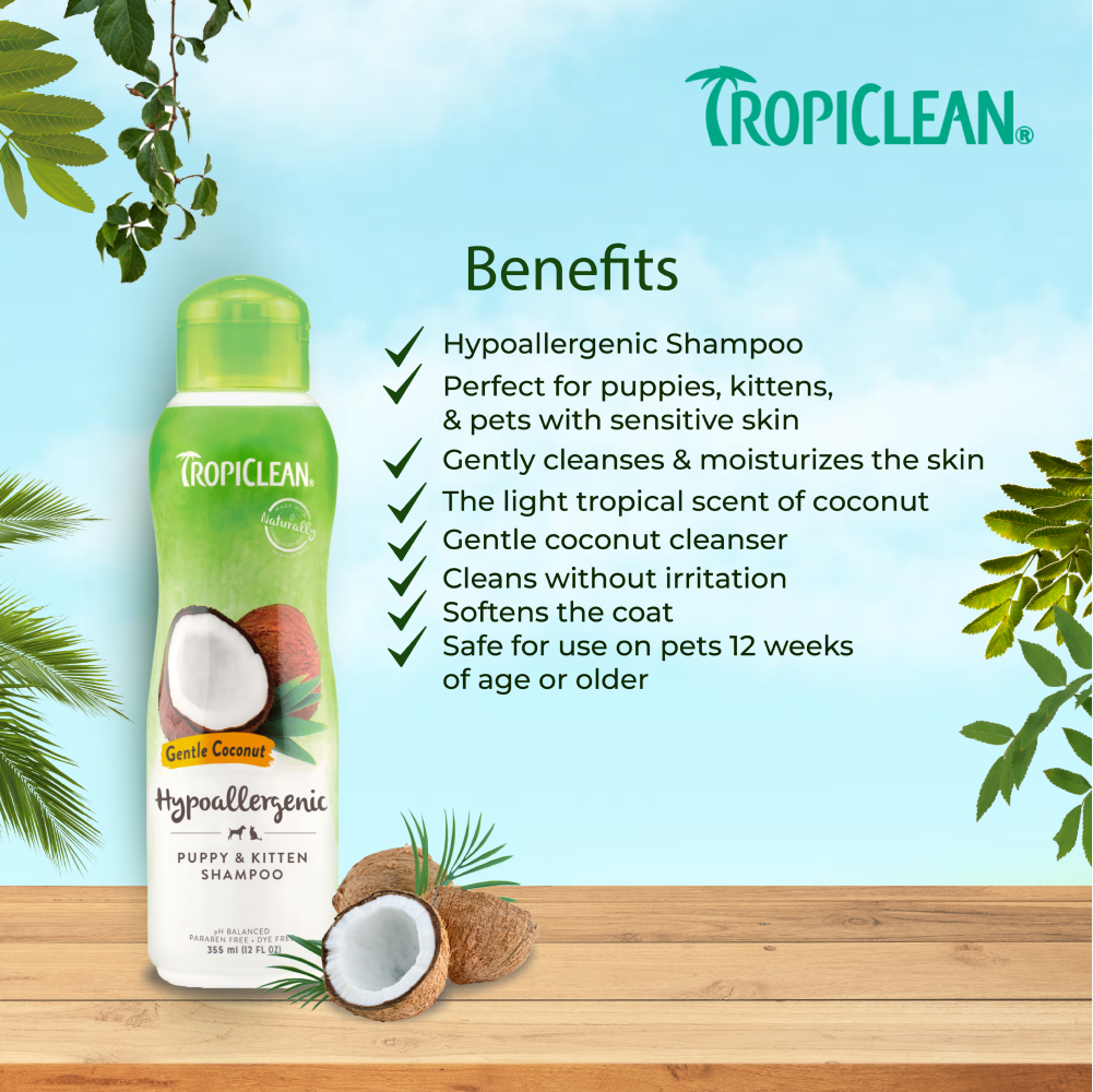 Tropiclean Gentle Coconut Hypoallergenic Shampoo for Dogs and Cats