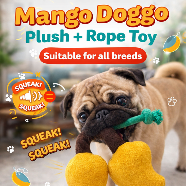 Pawgypets Mango Plush with Rope Toy for Dogs (Yellow)