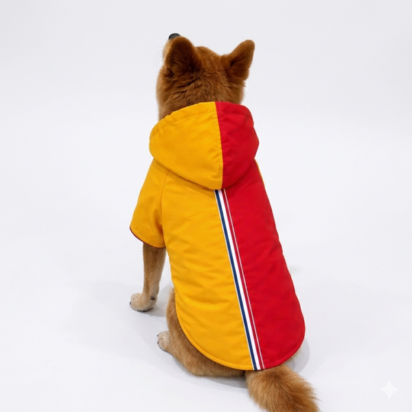15 Furries Urban Colorblock Waterproof Raincoat for Dogs (Red & Yellow)