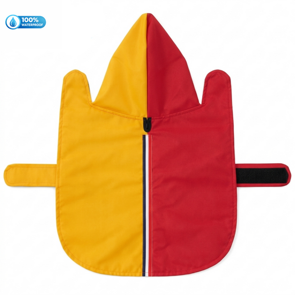 15 Furries Urban Colorblock Waterproof Raincoat for Dogs (Red & Yellow)