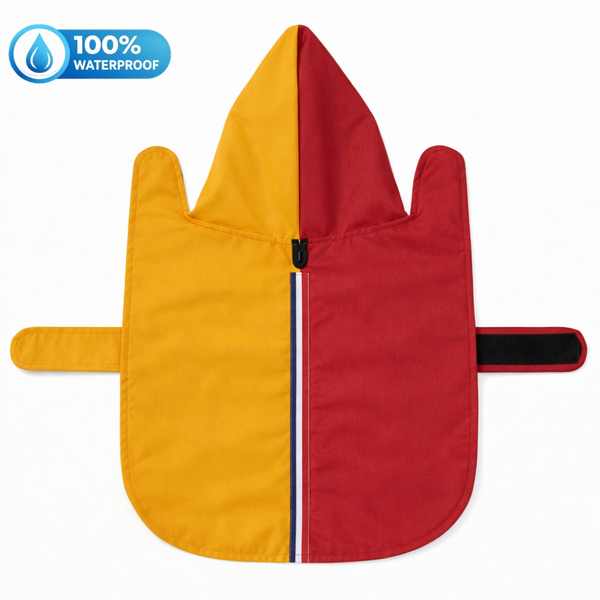 15 Furries Urban Colorblock Waterproof Raincoat for Dogs (Red & Yellow)
