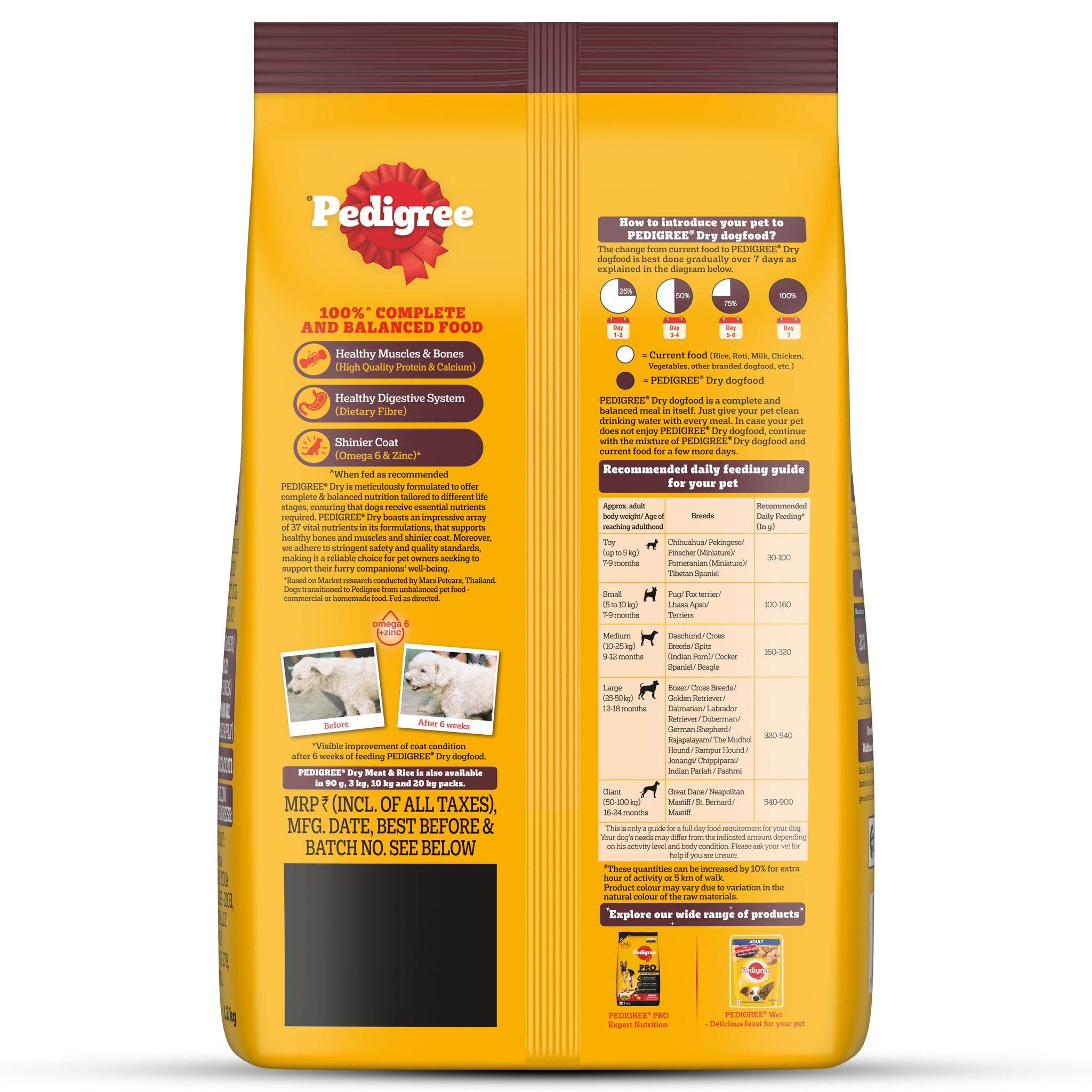 Pedigree Adult Dog Food Combo |Meat & Rice Dry & Chicken & Liver Wet Dogs- Dry Food Pedigree