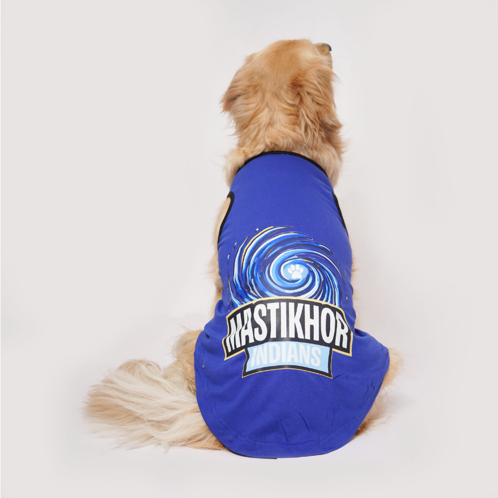 Skatrs Mastikhor Indians Cricket Jersey for Dogs and Cats (Blue) Both-Clothing & Accessories Skatrs S