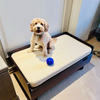 FurryLiving Hibachi Bed with Storage for Dogs (Dark Brown/Cream Cushion) Both-Furniture FurryLiving Dropship
