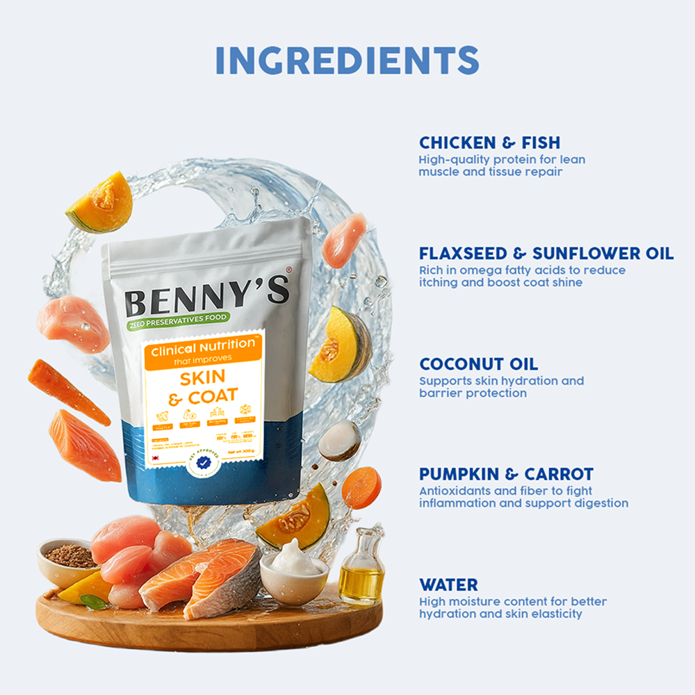 Benny's Bowl Clinical Nutrition for Healthy Skin and Coat Dog Wet Food Dogs-Fresh Food Bennys Bowl
