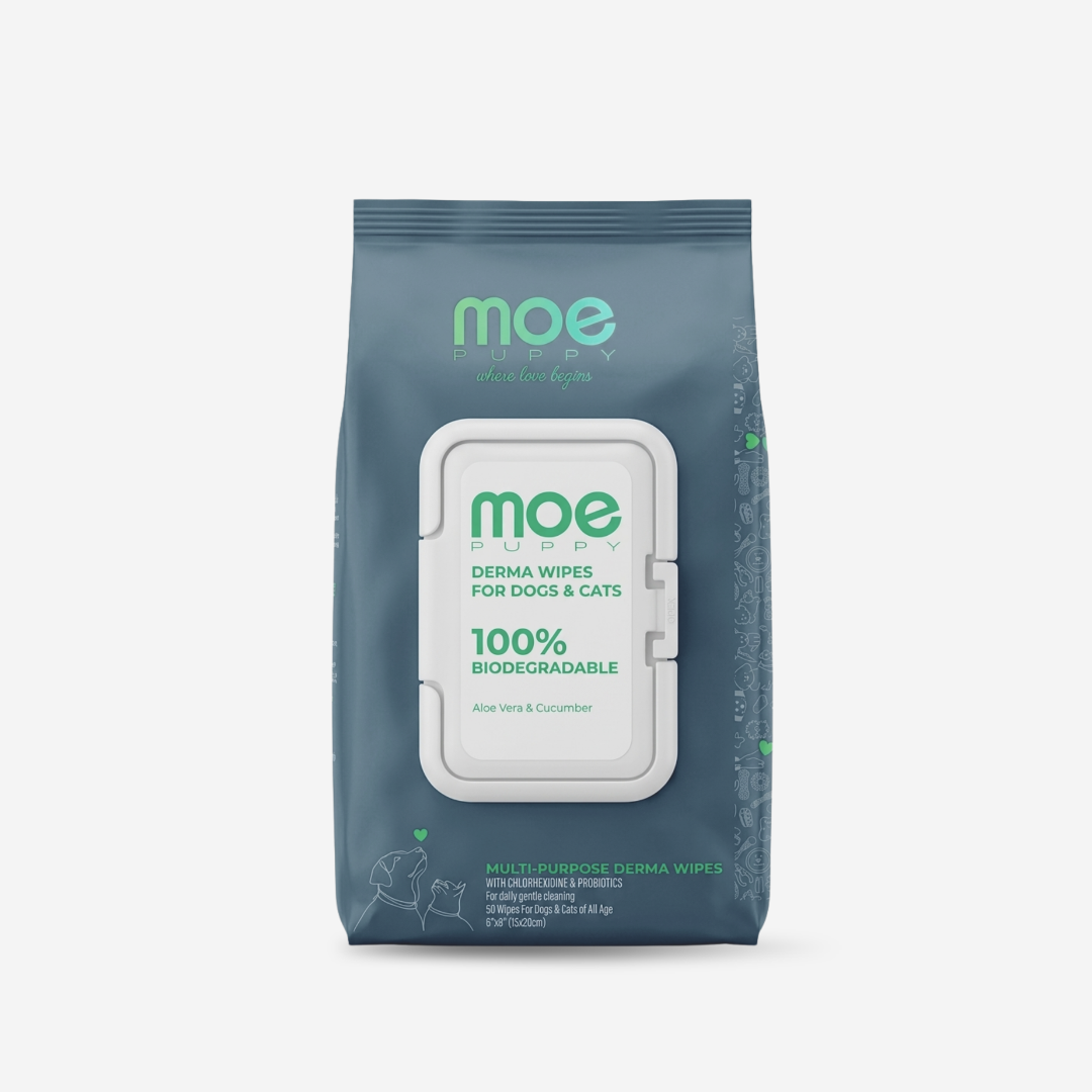 Moe Puppy Aloe Vera & Cucumber 100% Biodegradable Drema Wipes for Dogs and Cats Both-Grooming Supplies Moe Puppy
