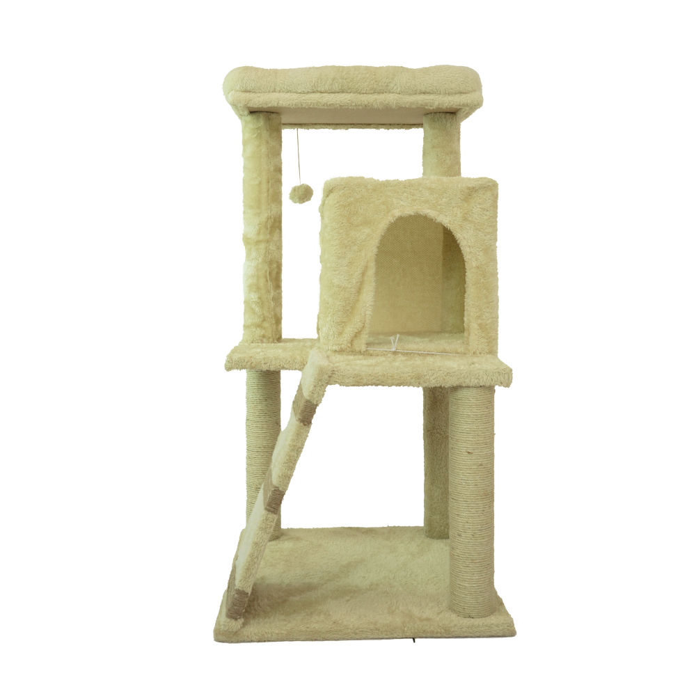 Skatrs Fur Fabric Ladder Jute Rope Scratching Post Cat tree for Cats and Kittens (Beige) Cats-Toys Skatrs