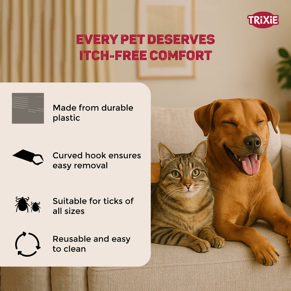 Trixie Tick Tweezers Plastic for Cats and Dogs (Black and White)