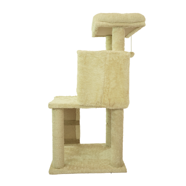Skatrs Fur Fabric Ladder Jute Rope Scratching Post Cat tree for Cats and Kittens (Beige)