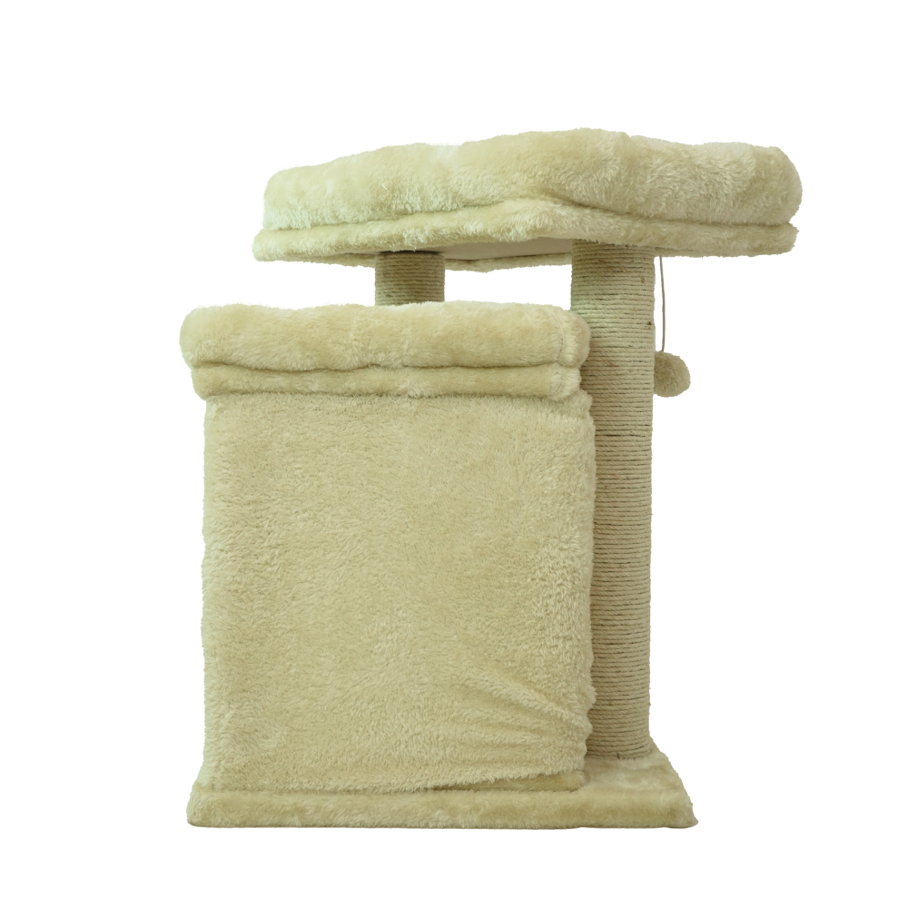 Skatrs Scratching Post Activity Tree Condo, Fur Fabric for Cats (Beige) Cats-Toys Skatrs