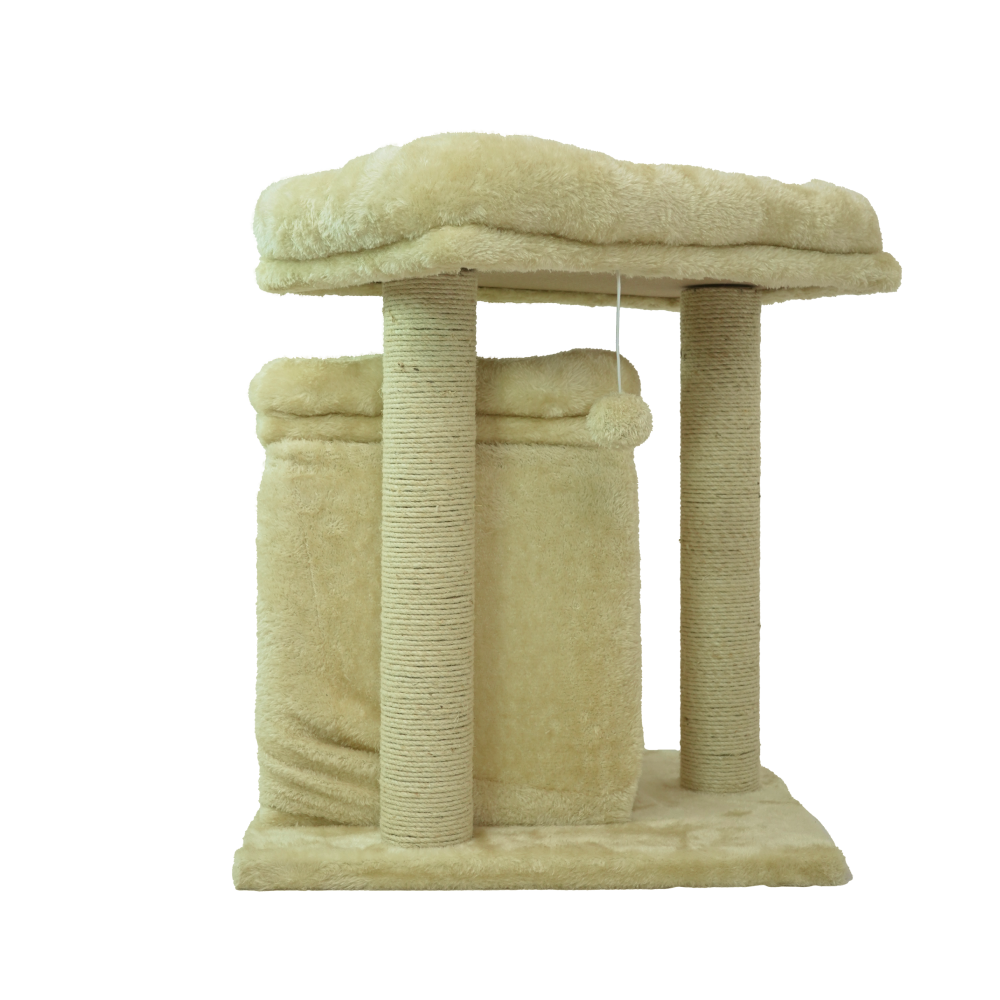 Skatrs Scratching Post Activity Tree Condo, Fur Fabric for Cats (Beige) Cats-Toys Skatrs