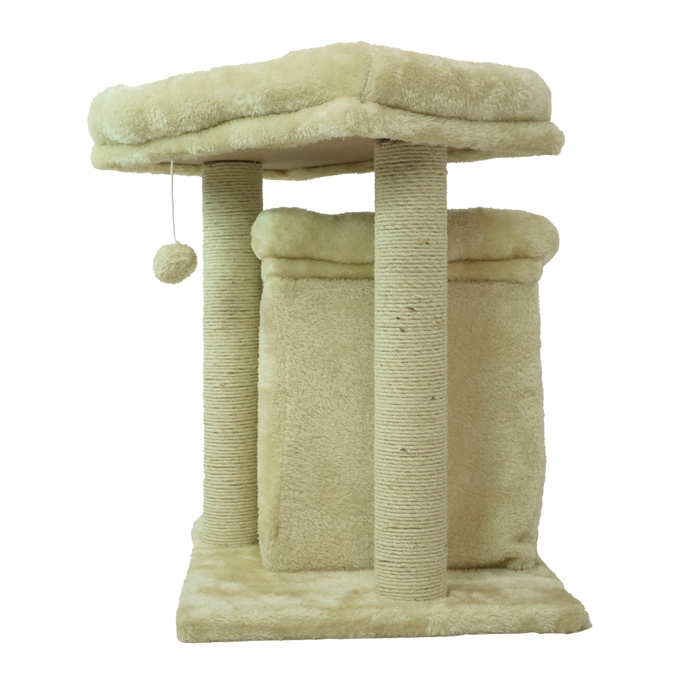 Skatrs Scratching Post Activity Tree Condo, Fur Fabric for Cats (Beige) Cats-Toys Skatrs