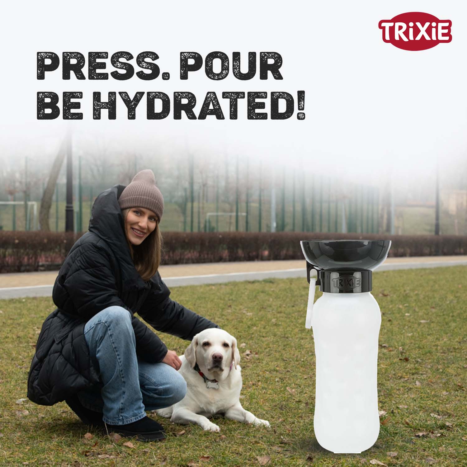Trixie Travel Bottle with Bowl for Dogs and Cats (Black) Both-Bowls & Feeders Trixie