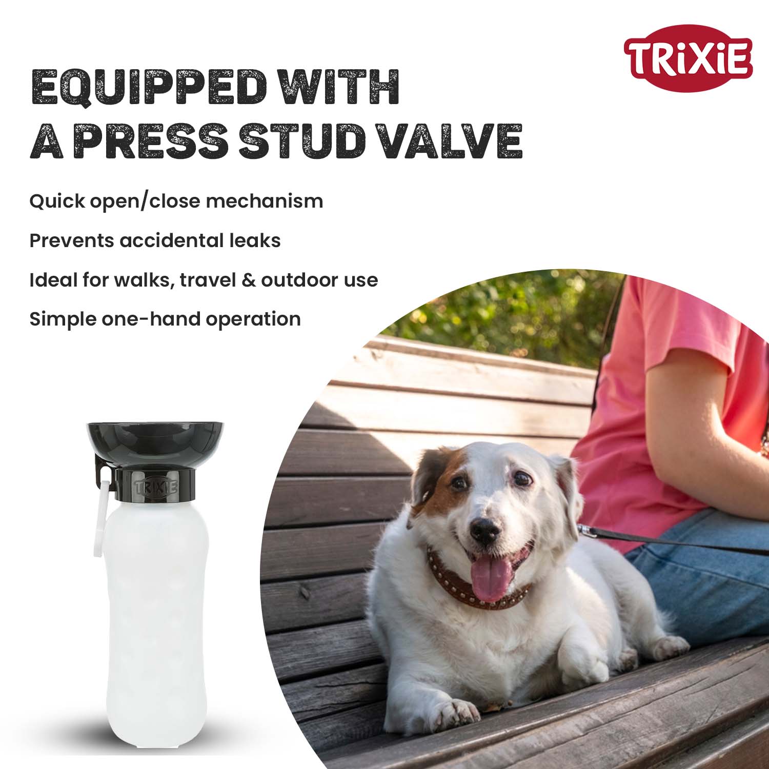 Trixie Travel Bottle with Bowl for Dogs and Cats (Black) Both-Bowls & Feeders Trixie