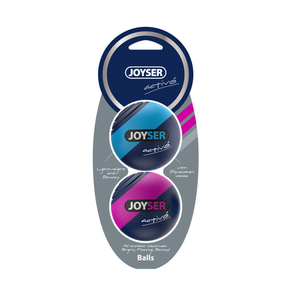 Joyser Active 2 TPU Balls with Squeaker Toy for Dogs (Blue/Pink)