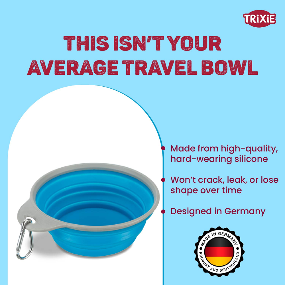Trixie Foldable Silicon Travel Bowl for Dogs and Cats (Blue/Gray) Both-Bowls & Feeders Trixie