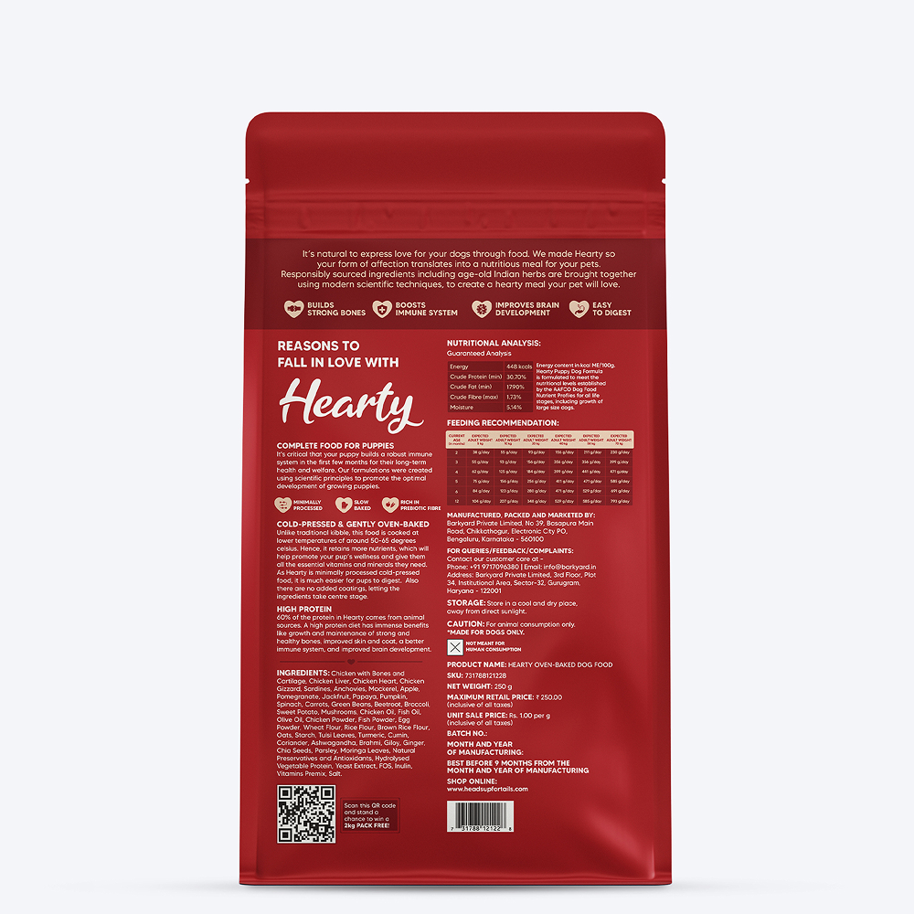 HUFT Hearty Oven Baked Chicken & Fish with Superfoods Puppy Dog Dry Food Dogs- Dry Food Heads Up for Tails