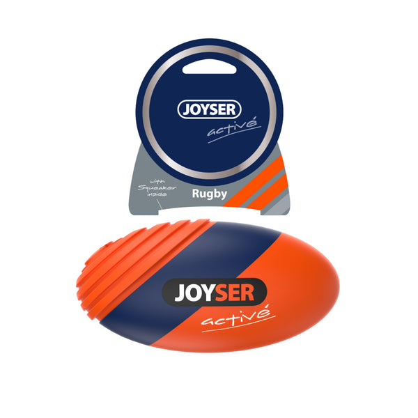 Joyser Active TPU Rugby Ball with Squeaker for Dogs (Orange)