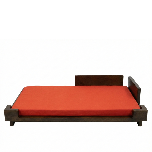 FurryLiving Barkly Bed with Cushion for Dogs (Dark Brown/Red Cushion)