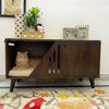FurryLiving Benji Cabinet with Cushion for Small Dogs and Cats (Dark Brown/ Cream Cushion) Both-Furniture FurryLiving Dropship