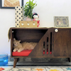 FurryLiving Benji Cabinet with Cushion for Small Dogs and Cats (Dark Brown/Red Cushion) Both-Furniture FurryLiving Dropship