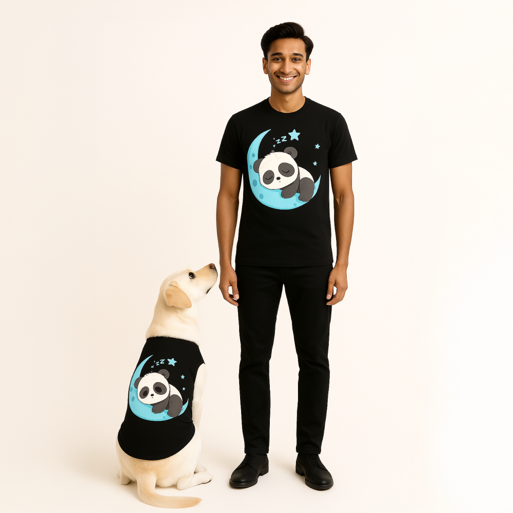 Sleeping Panda Cotton T Shirt for Men and Women Pet Parent-Clothing & Accessories Skatrs S