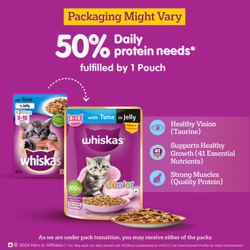 Whiskas Ocean Fish and Tuna in Jelly Kitten Dry and Wet Food Combo