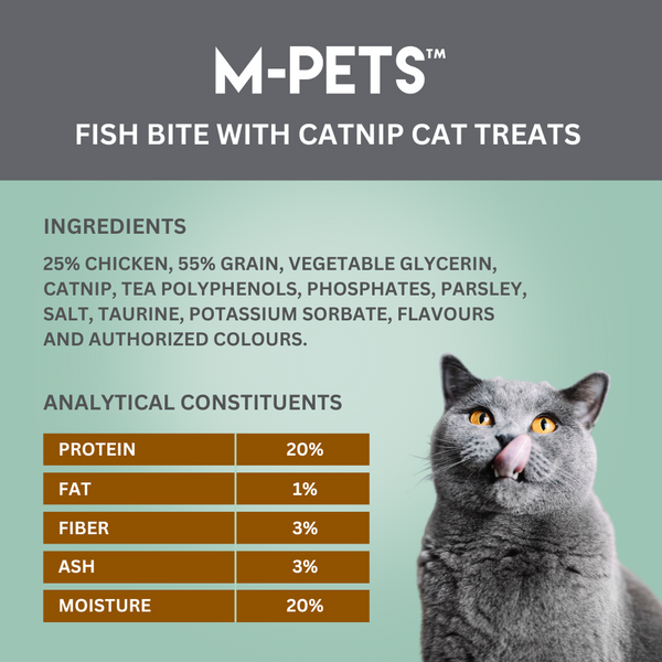 M PETS  Fish Bite With Catnip Treats for Cats
