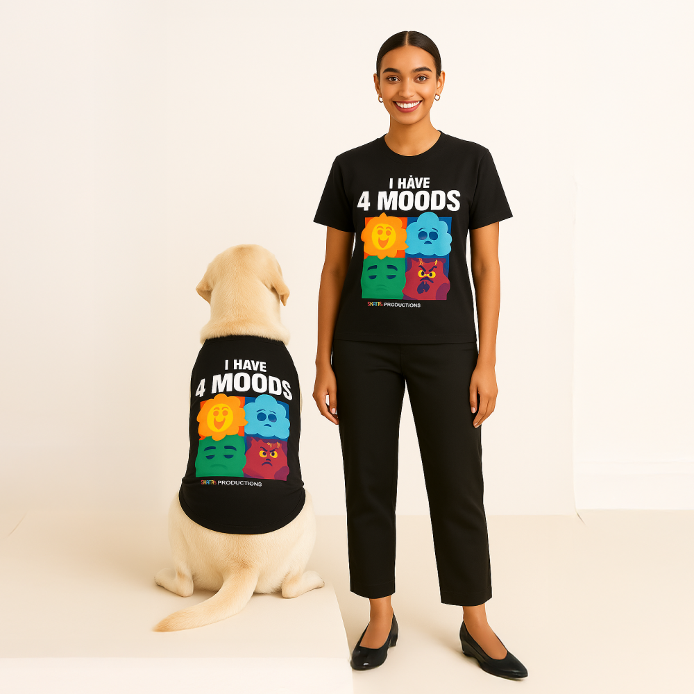 Moody Cotton T Shirt for Men and Women Pet Parent-Clothing & Accessories Skatrs S
