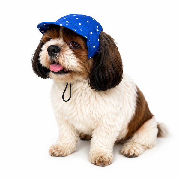 Pawgypets Star Denim Cap and Bandana Set for Dogs and Cats (Royal Blue)