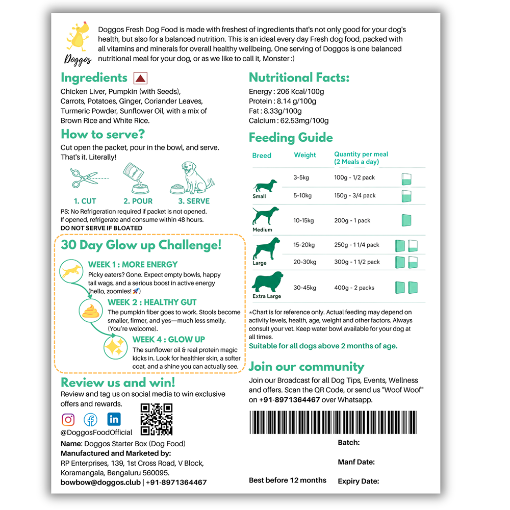 Doggos Chicken Liver and Pumpkin Real Fresh Dog Food (All Breeds) Dogs-Fresh Food Doggos
