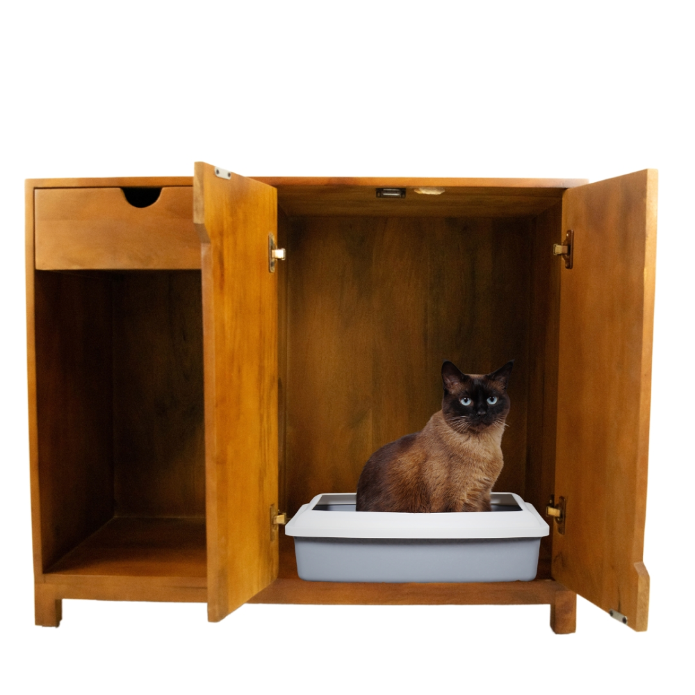 FurryLiving Paco Litter Cabinet for Cats (Honey)