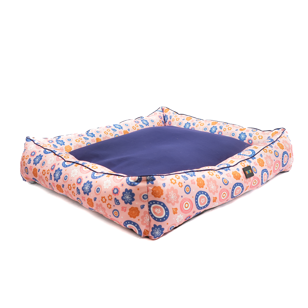 Skatrs Floral Bed for Dogs & Cats (Pink/Blue) Both-Bedding, Mats & Travel Supplies Skatrs
