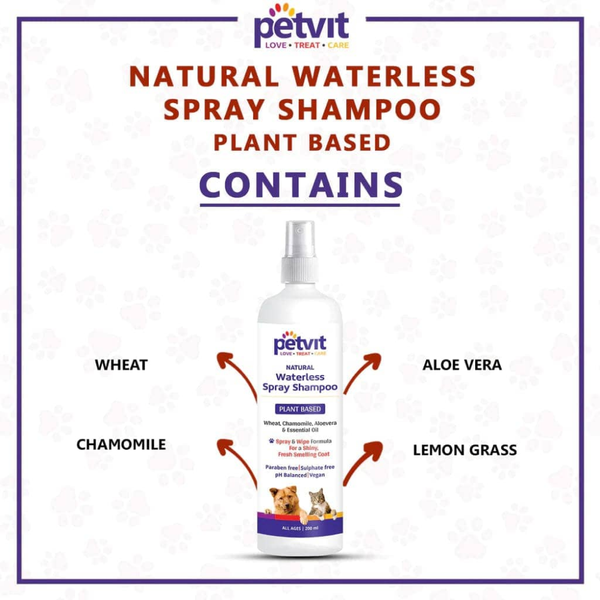 Petvit Plant Based Natural Waterless Shampoo for Dogs
