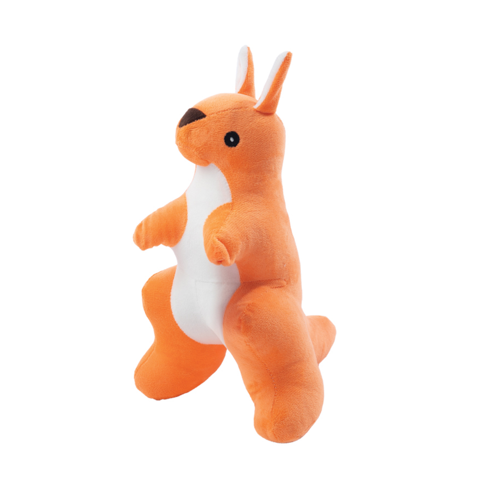 Kibbo Non Toxic & Durable Soft Stuffed Kangaroo Chew Toy for Dogs and Cats (Neon Red) Both-Toys Kibbo 24x20cm