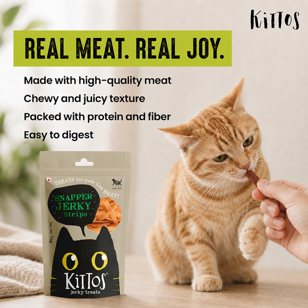 Kittos Purr Fect Snapper Jerky Strips Cat Treats