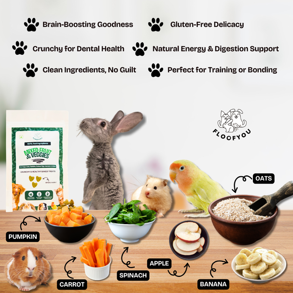 FloofYou Oven Baked Mixed Fruit & Veggies Small Animal Treats