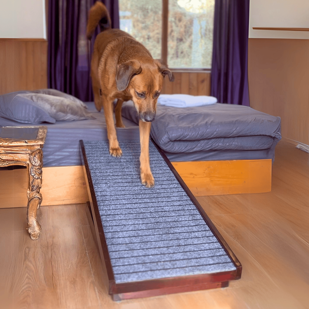 FurryLiving Wooden Ramp for Dogs and Cats (Dark Brown) Both-Furniture FurryLiving Dropship