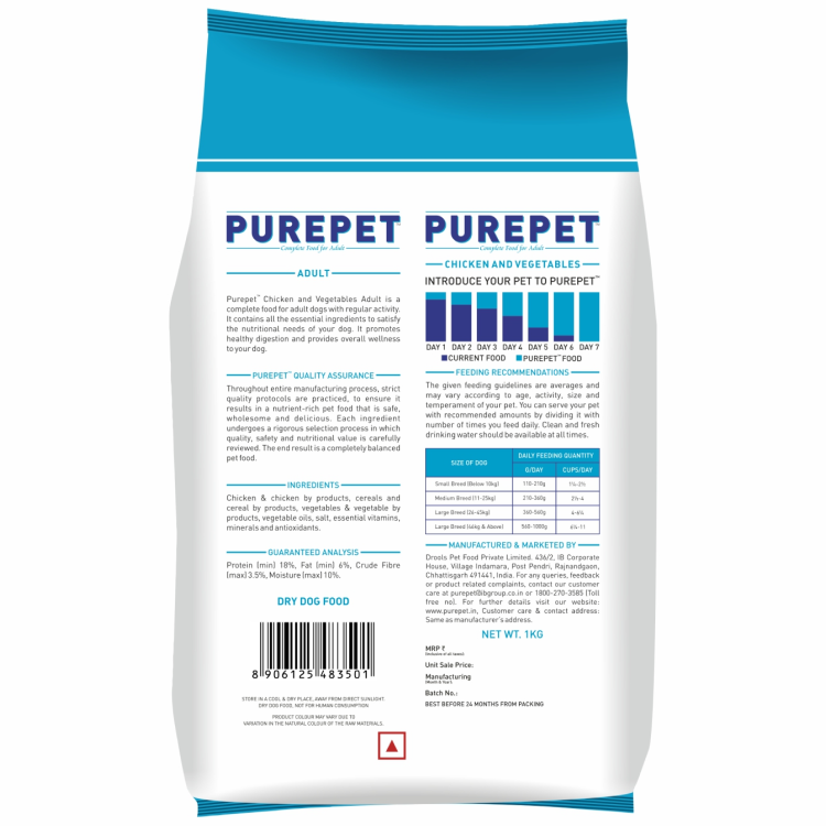 Purepet Chicken & Vegetable Adult Dog Dry Food