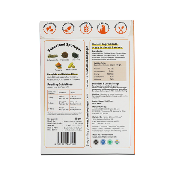 Homiee & Ginger Mini Meals Chicken & Barley Fresh Food for Dogs (Buy 2 Get 1 Free)